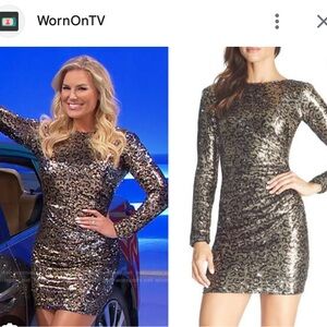 NWT* Dress The Population Lolita Gold/Blk sequin dress S